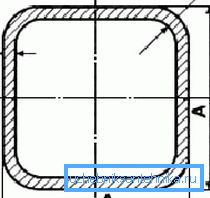Geometrijski parametri kvadratne cevi Geometrijski parametri kvadratne cevi