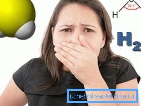 Karakterističan znak prisustva vodonik sulfida je miris trulih jaja. Karakterističan znak prisustva vodonik sulfida je miris trulih jaja.