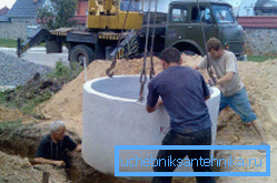 Montaža betonskih prstenova. Montaža betonskih prstenova.