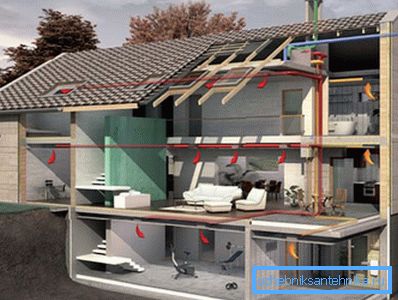 Na slici se vidi instalacija ventilacionih kanala u privatnoj kući. Na slici se vidi instalacija ventilacionih kanala u privatnoj kući.