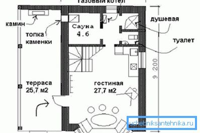 Uzorak sauna sa tušem i WC-om Uzorak sauna sa tušem i WC-om
