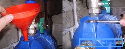 Radni prostor pumpe se napuni vodom. Radni prostor pumpe se napuni vodom.