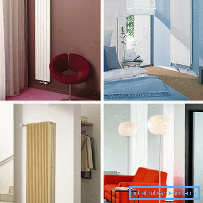 Vertikalni radijator u unutrašnjosti sobe Vertikalni radijator u unutrašnjosti sobe